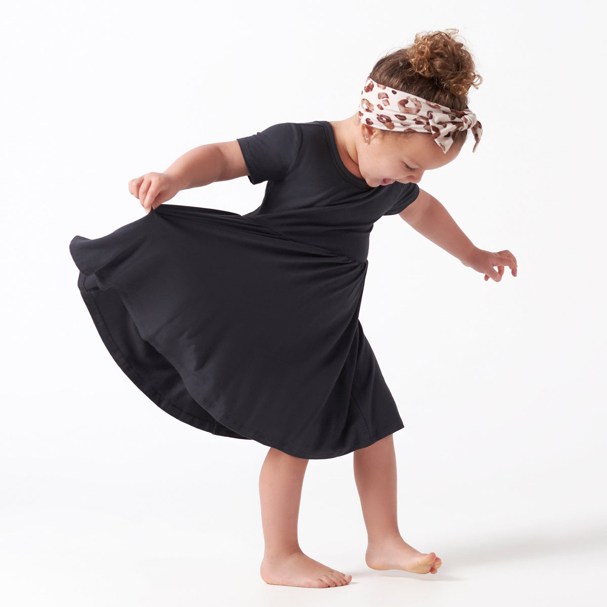 Infant & Toddler Girls Charcoal Buttery-Soft Viscose Made from Eucalyptus Twirl Dress