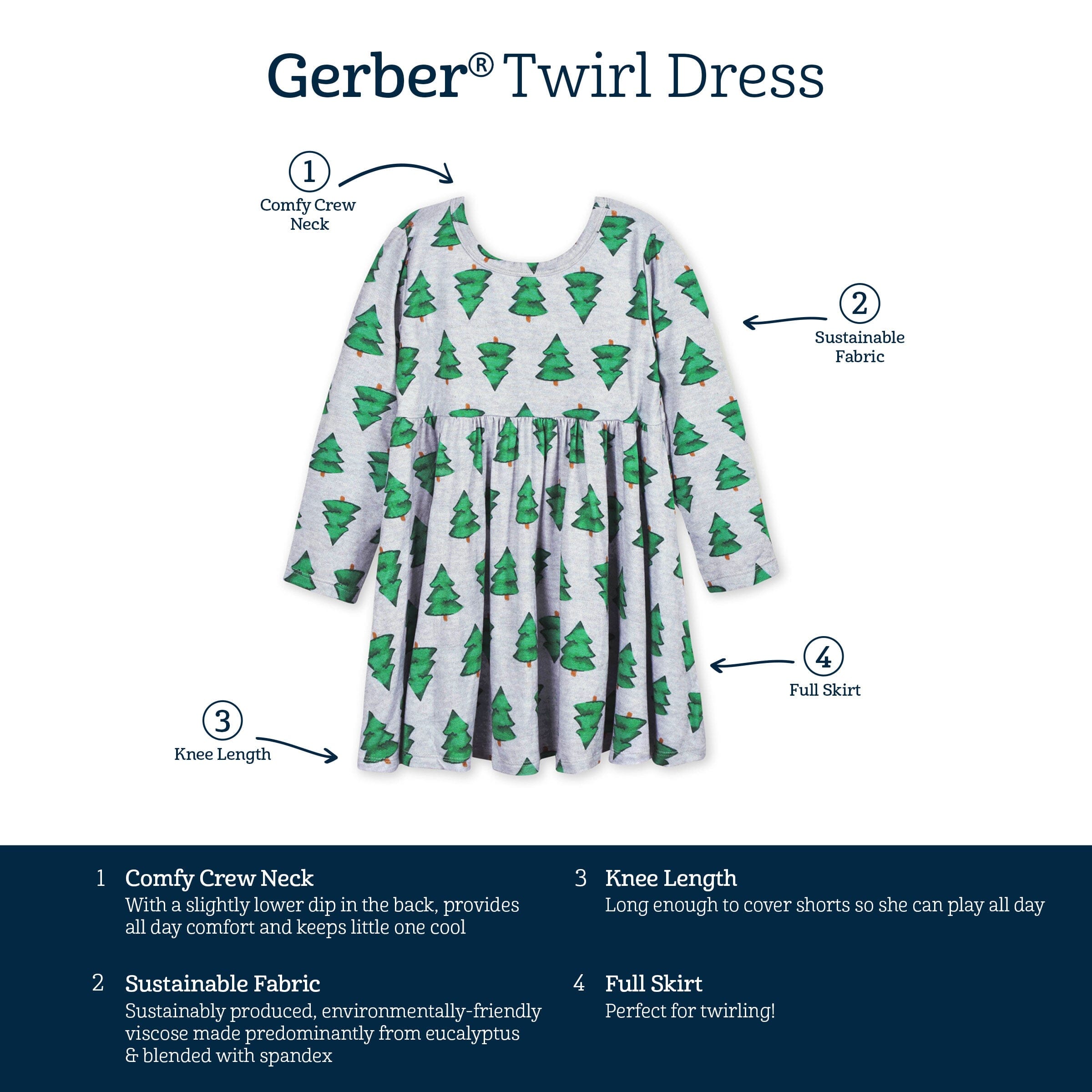 Infant & Toddler Girls Trees Buttery-Soft Viscose Made from Eucalyptus Twirl Dress