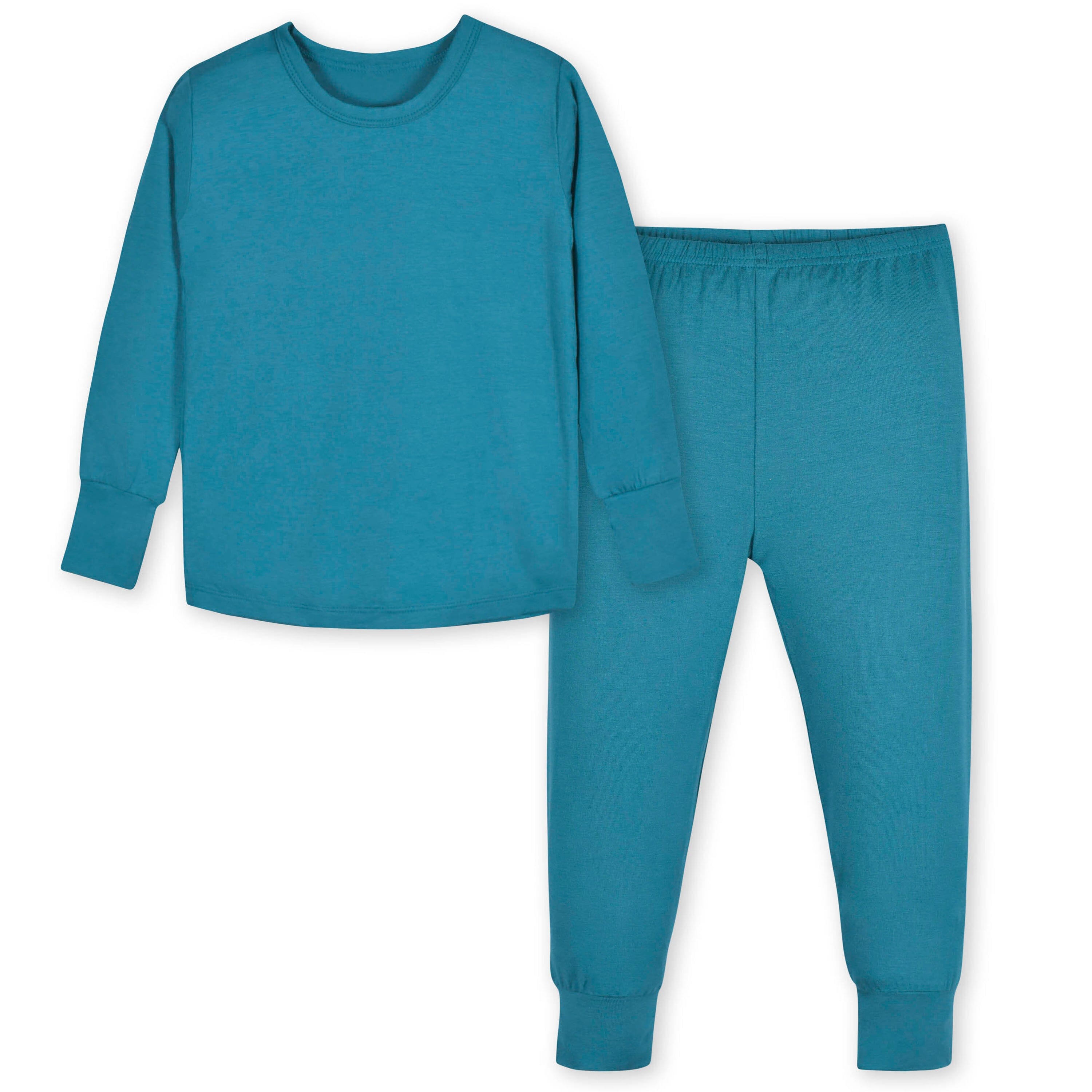 2-Piece Infant & Toddler Teal Buttery-Soft Viscose Made from Eucalyptus Snug Fit Pajamas