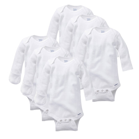6-Pack Long-Sleeve Onesies® Bodysuits With Mitten Cuffs