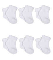 6-Pack Organic Baby Neutral White Wiggle Proof® Ankle Bootie Socks
