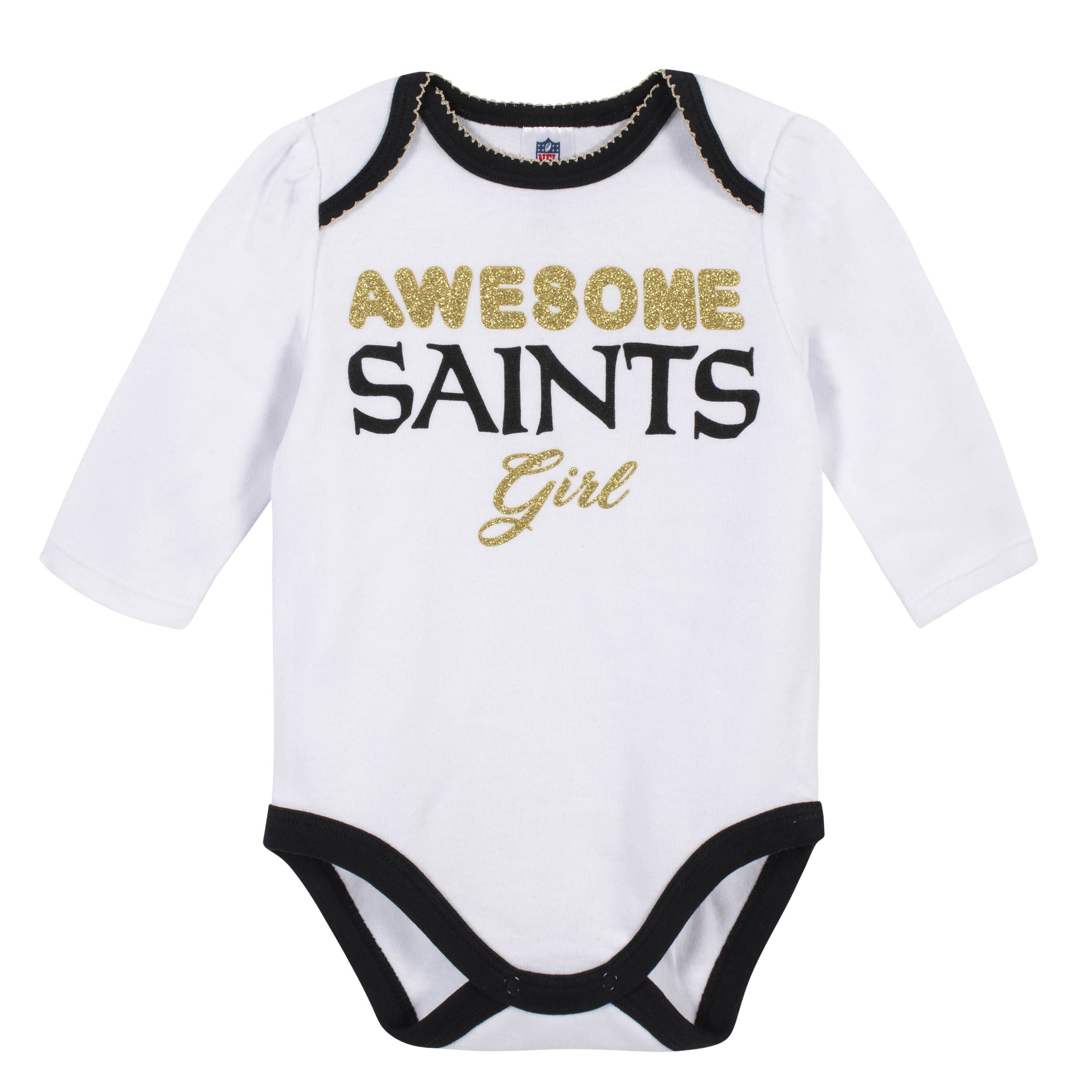 Baby Girls New Orleans Saints 3-Piece Bodysuit, Pant, and Cap Set-Gerber Childrenswear