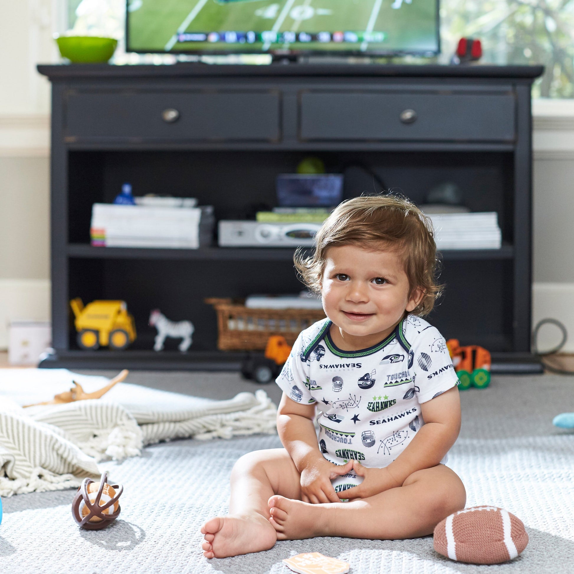 Seahawks Baby Boys 3-Pack Short Sleeve Bodysuit-Gerber Childrenswear