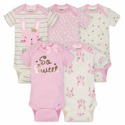 5-Pack Girls Princess Short Sleeve Onesies® Bodysuits-Gerber Childrenswear