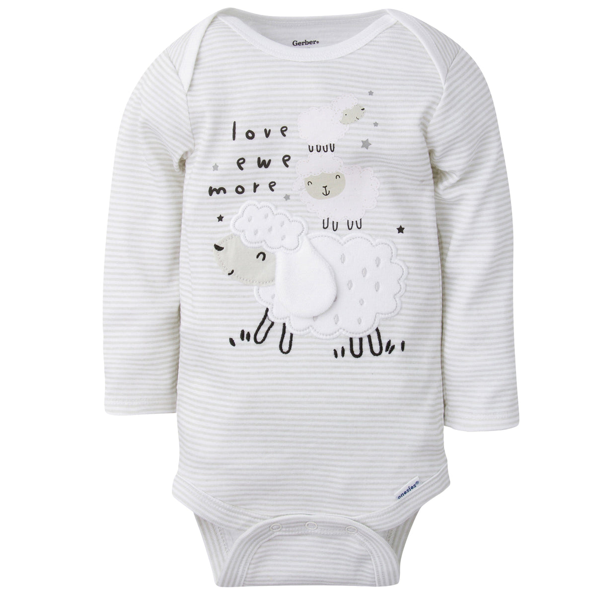 5-Pack Baby Neutral Lamb Long Sleeve Onesies® Bodysuits