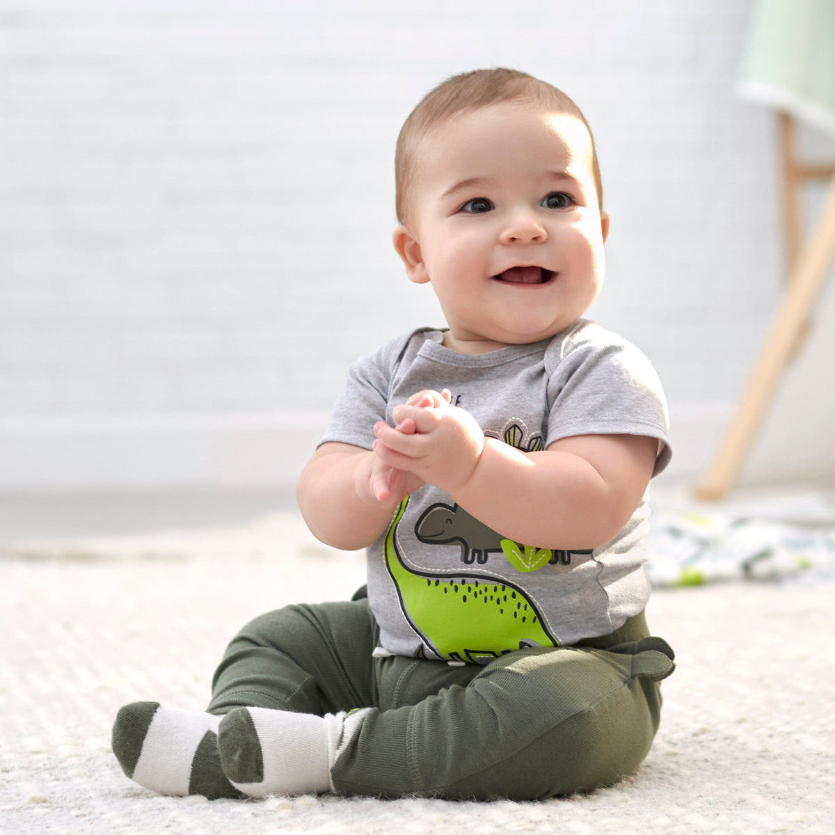 3-Pack Baby Boys Dinosaur Organic Short Sleeve Onesies® Bodysuits