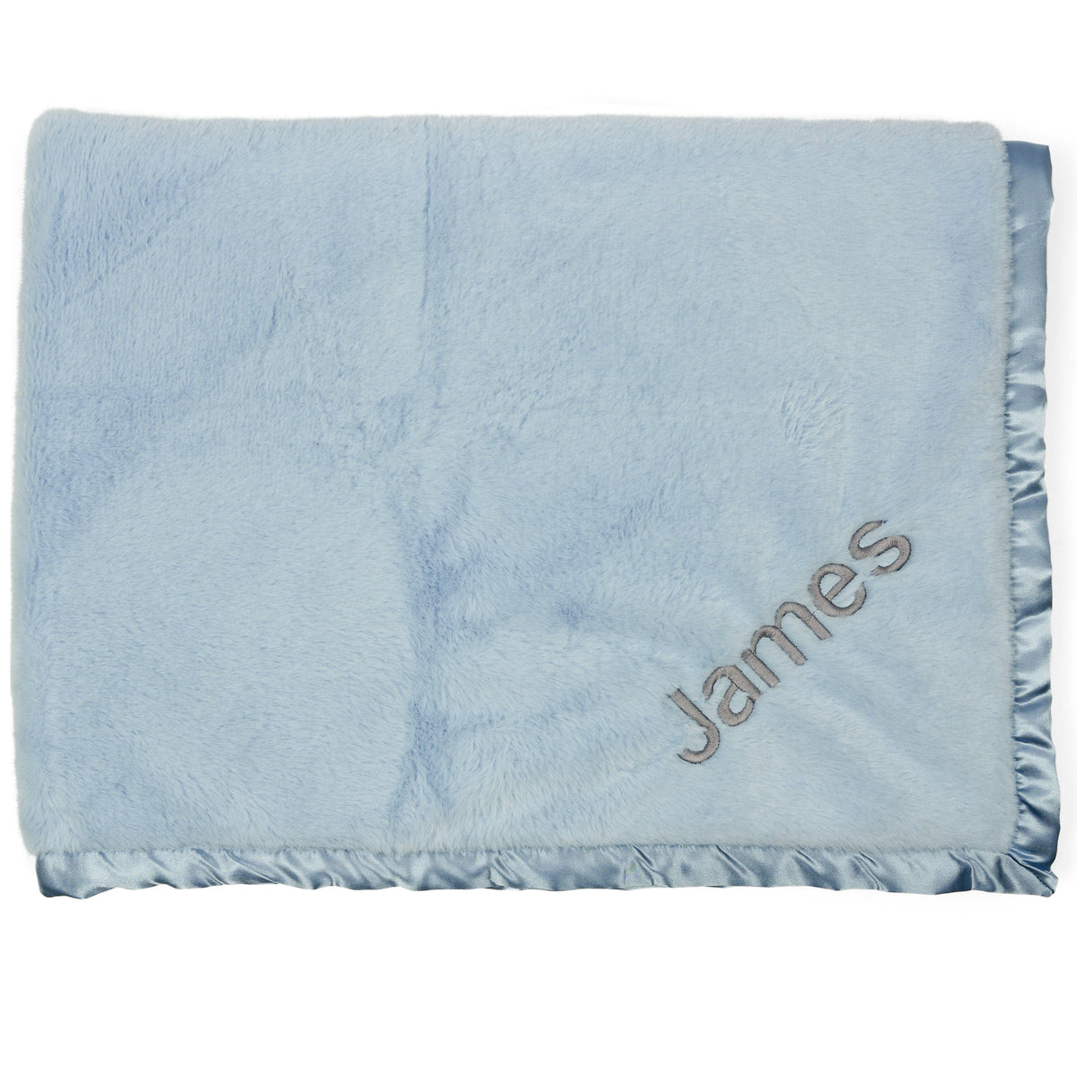 Embroidered Boys Light Blue Plush Blanket