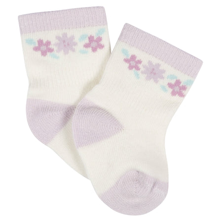 8-Pack Baby Girls Lavender Garden Jersey Wiggle Proof® Socks