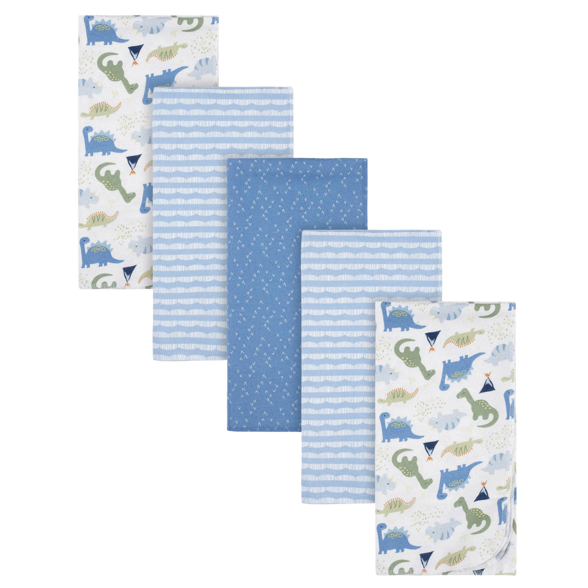 5-Pack Baby Boys Dinosaur Flannel Receiving Blankets-Gerber Childrenswear