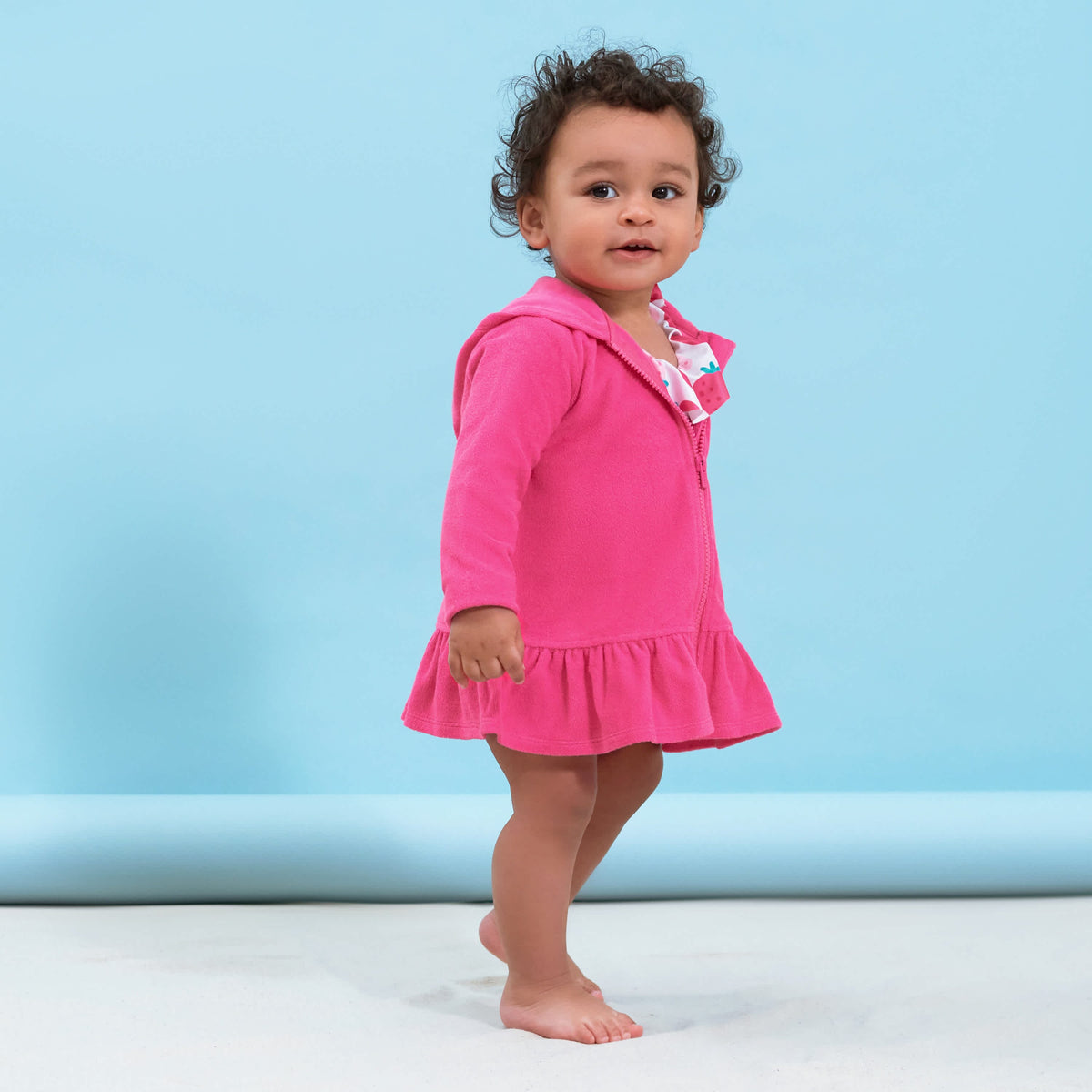 Baby & Toddler Girls Pink Zipper Hoodie Terry Coverup-Gerber Childrenswear