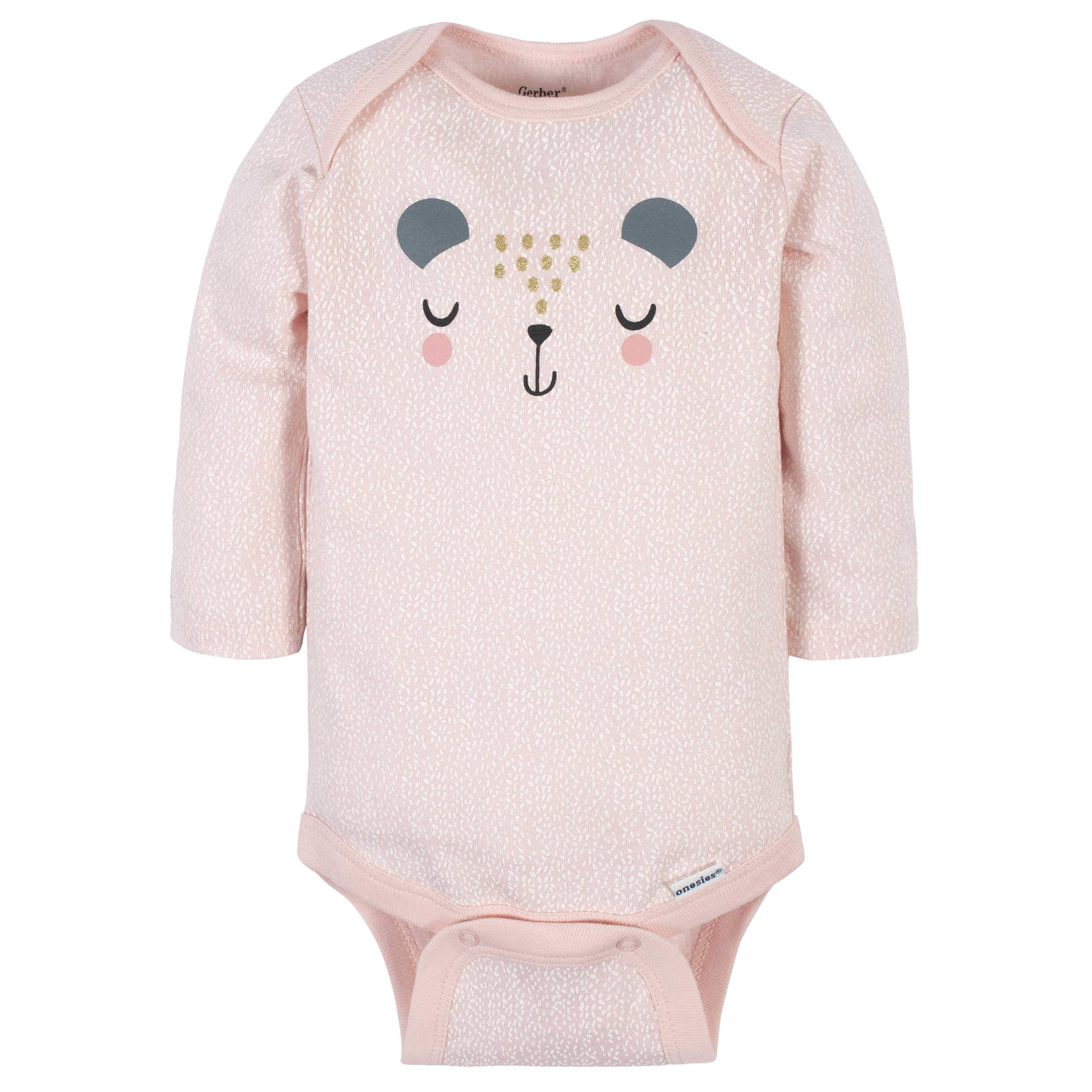 6-Pack Baby Girls Bear Long Sleeve Onesies® Bodysuits-Gerber Childrenswear