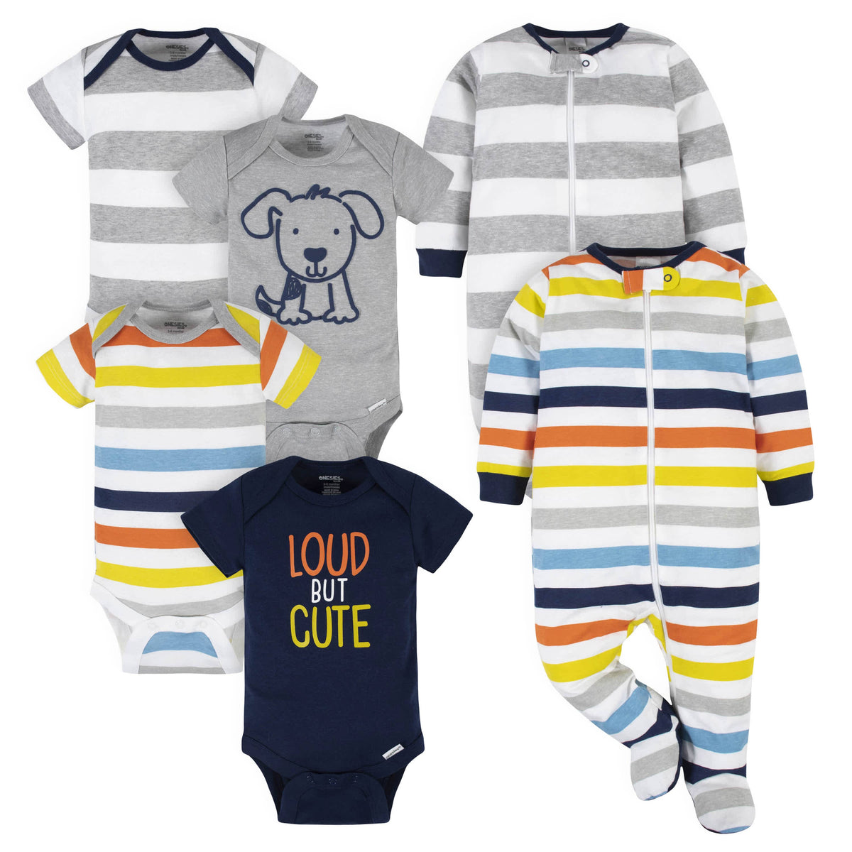 6-Piece Baby Boys Stripes Onesies® Brand Bodysuits & Sleep 'n Plays Set-Gerber Childrenswear