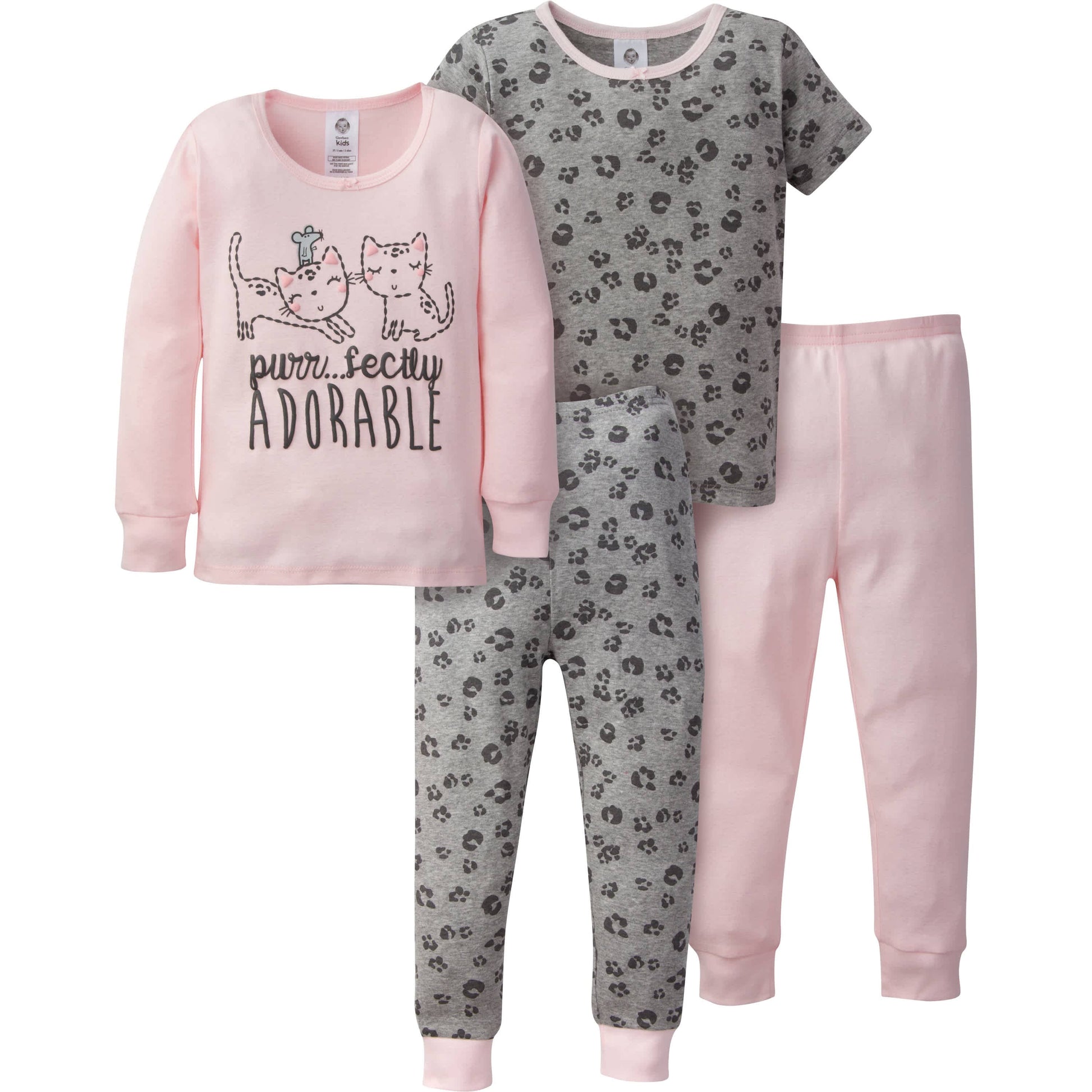 4-Piece Infant & Toddler Girls Leopard Snug Fit Cotton Pajamas-Gerber Childrenswear