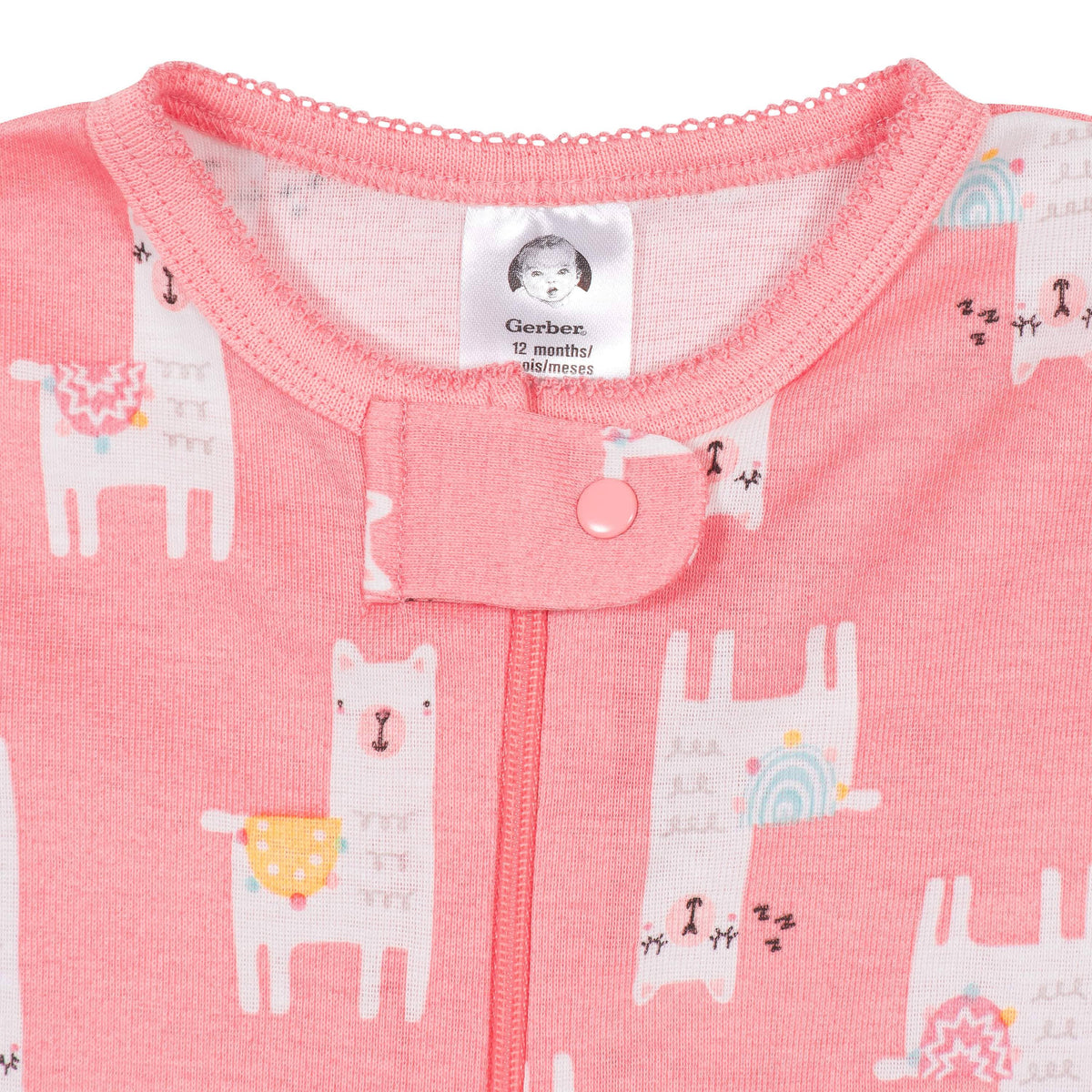2-Pack Baby & Toddler Girls Llama Snug Fit Footed Cotton Pajamas-Gerber Childrenswear