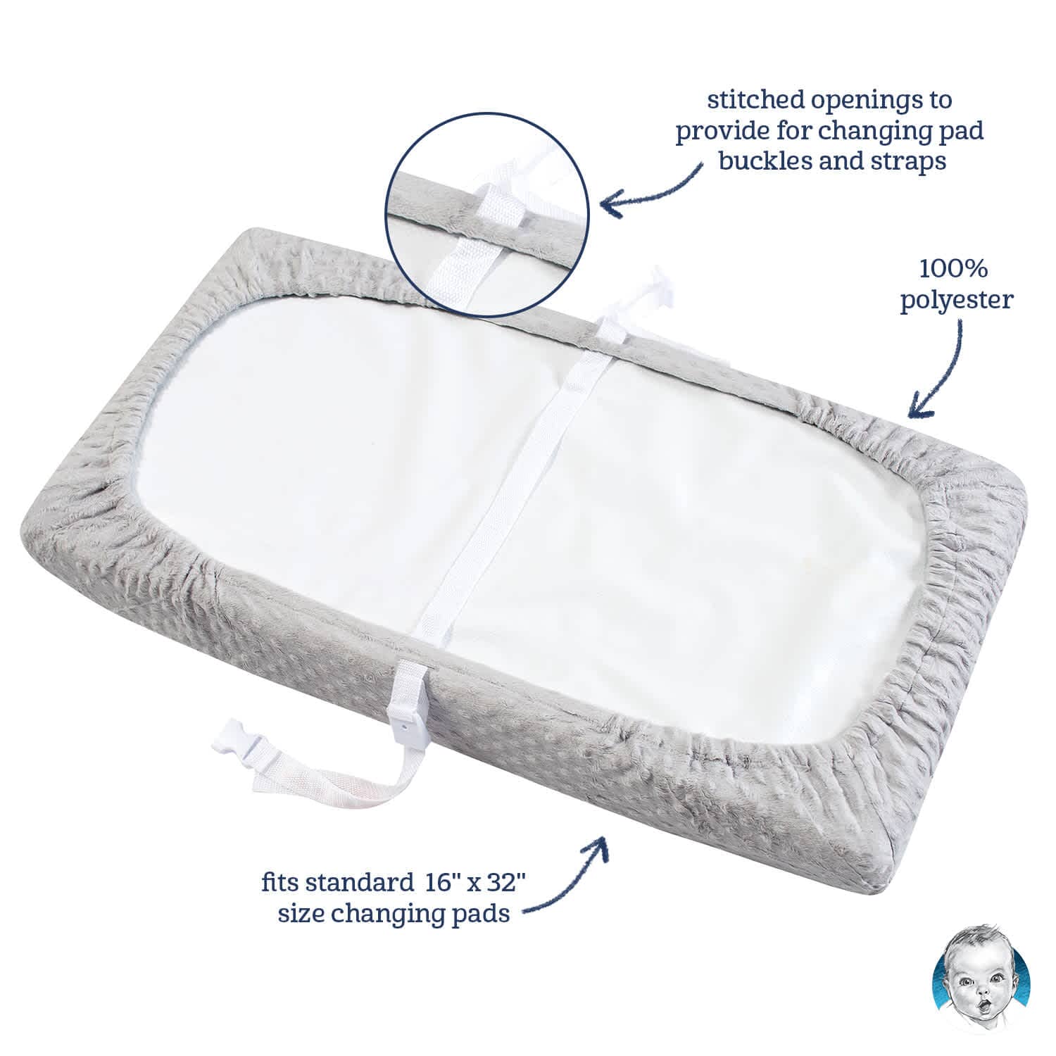 Baby Boys Dotted Navy Changing Pad Cover-Gerber Childrenswear