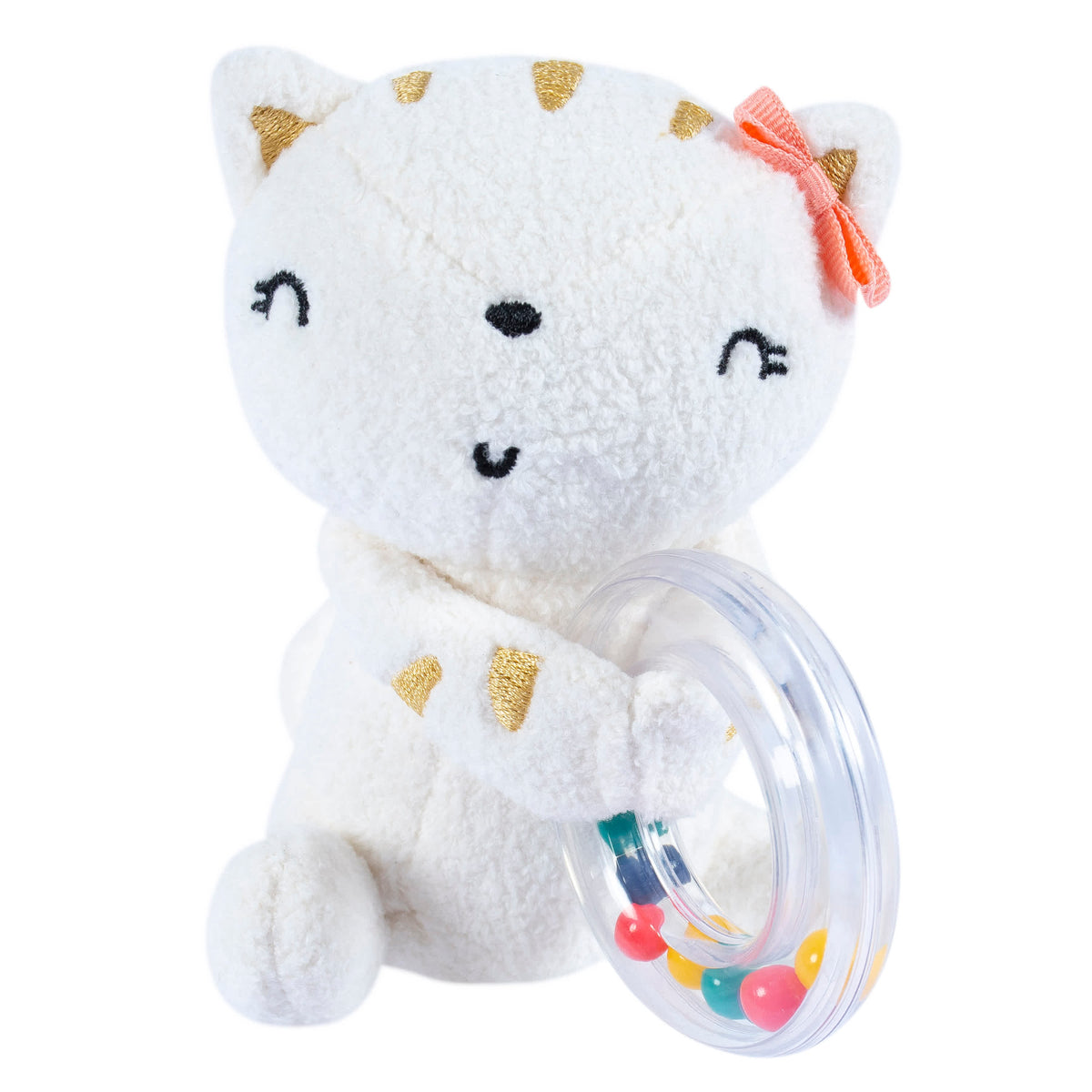 2-Piece Baby Girls Cat & Mouse Rattle and Teether Set