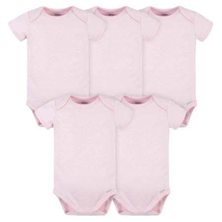 5-Pack Baby Light Pink Premium Short Sleeve Onesies® Bodysuits