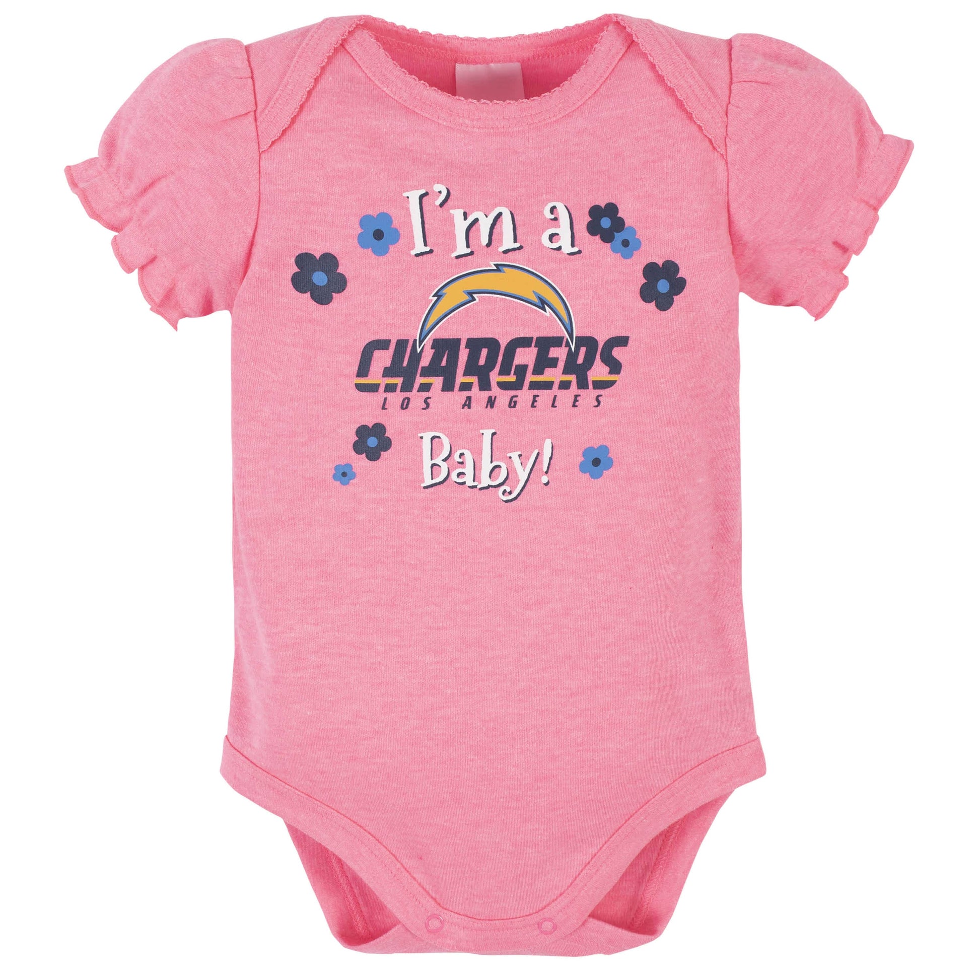Los Angeles Chargers Baby Girls Short Sleeve Bodysuits-Gerber Childrenswear