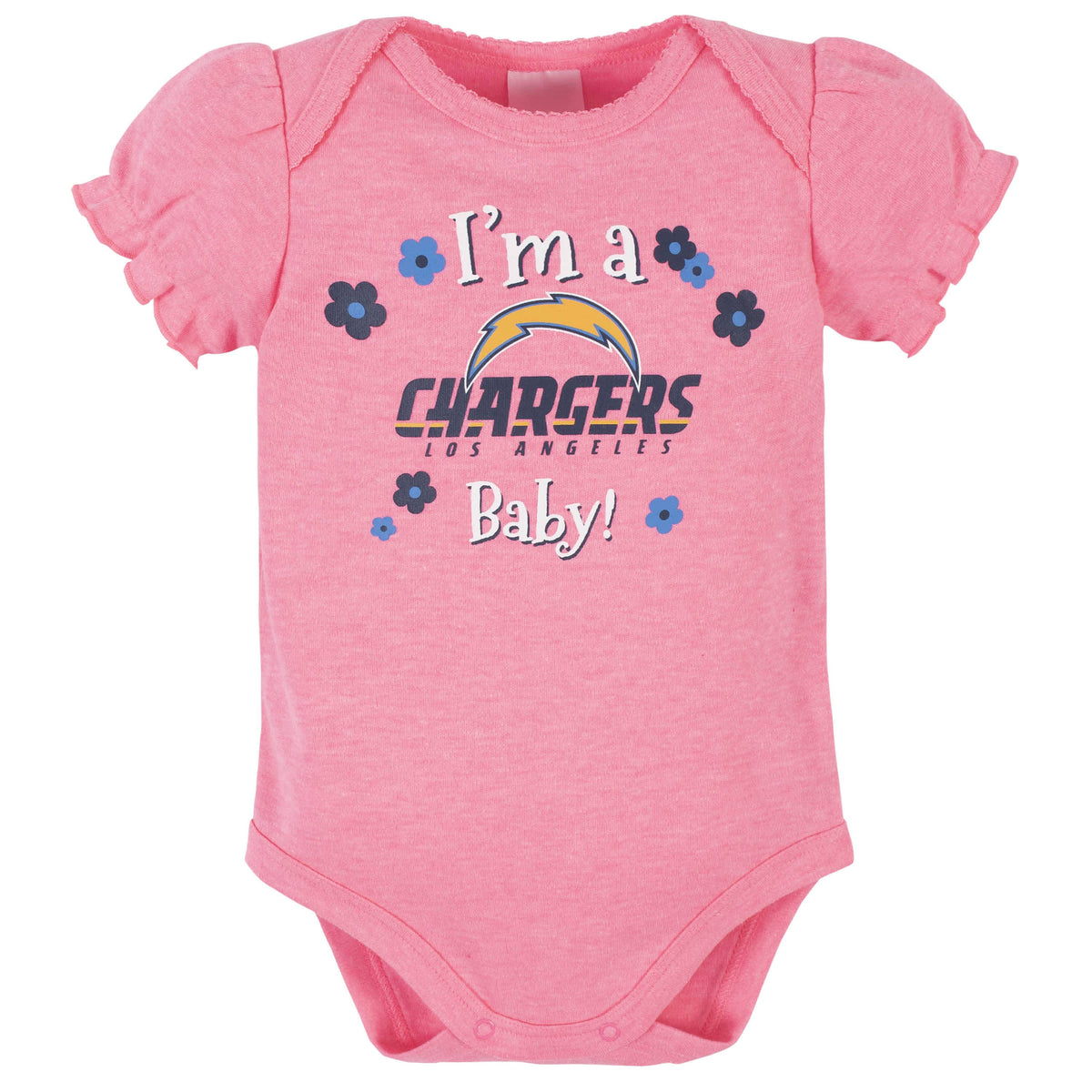 Los Angeles Chargers Baby Girls Short Sleeve Bodysuits-Gerber Childrenswear