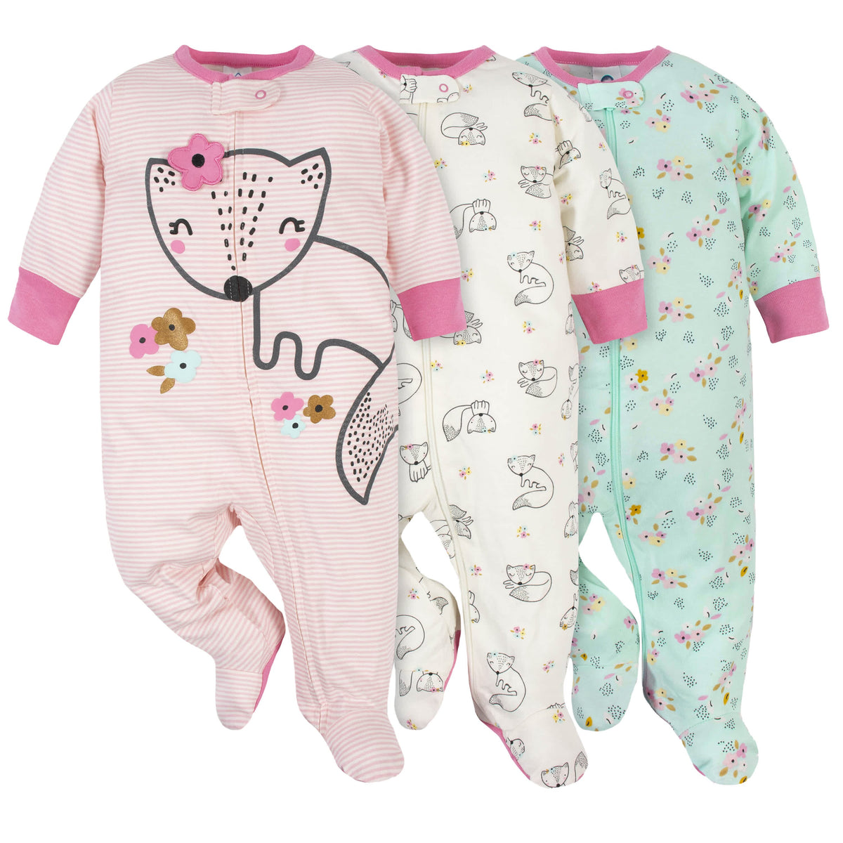 3-Pack Baby Girls Fox Sleep 'N Plays