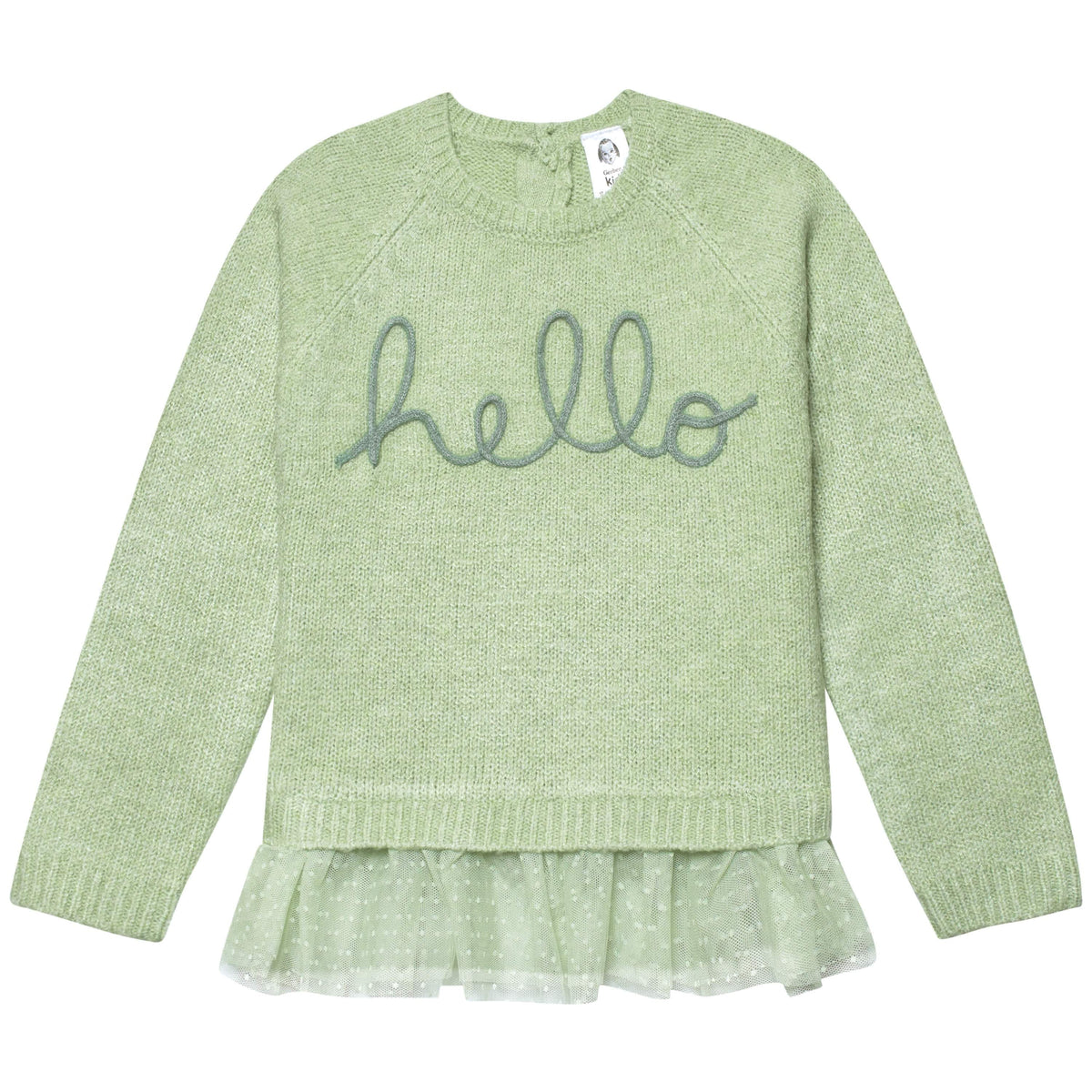 Infant & Toddler Girls Green Sweater With Tulle Trim-Gerber Childrenswear