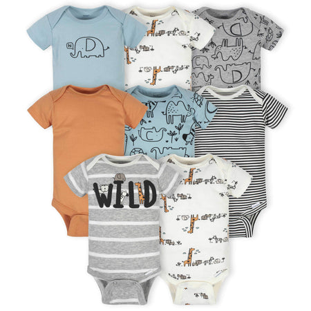 8-Pack Baby Boys Jungle Short Sleeve Onesies® Bodysuits