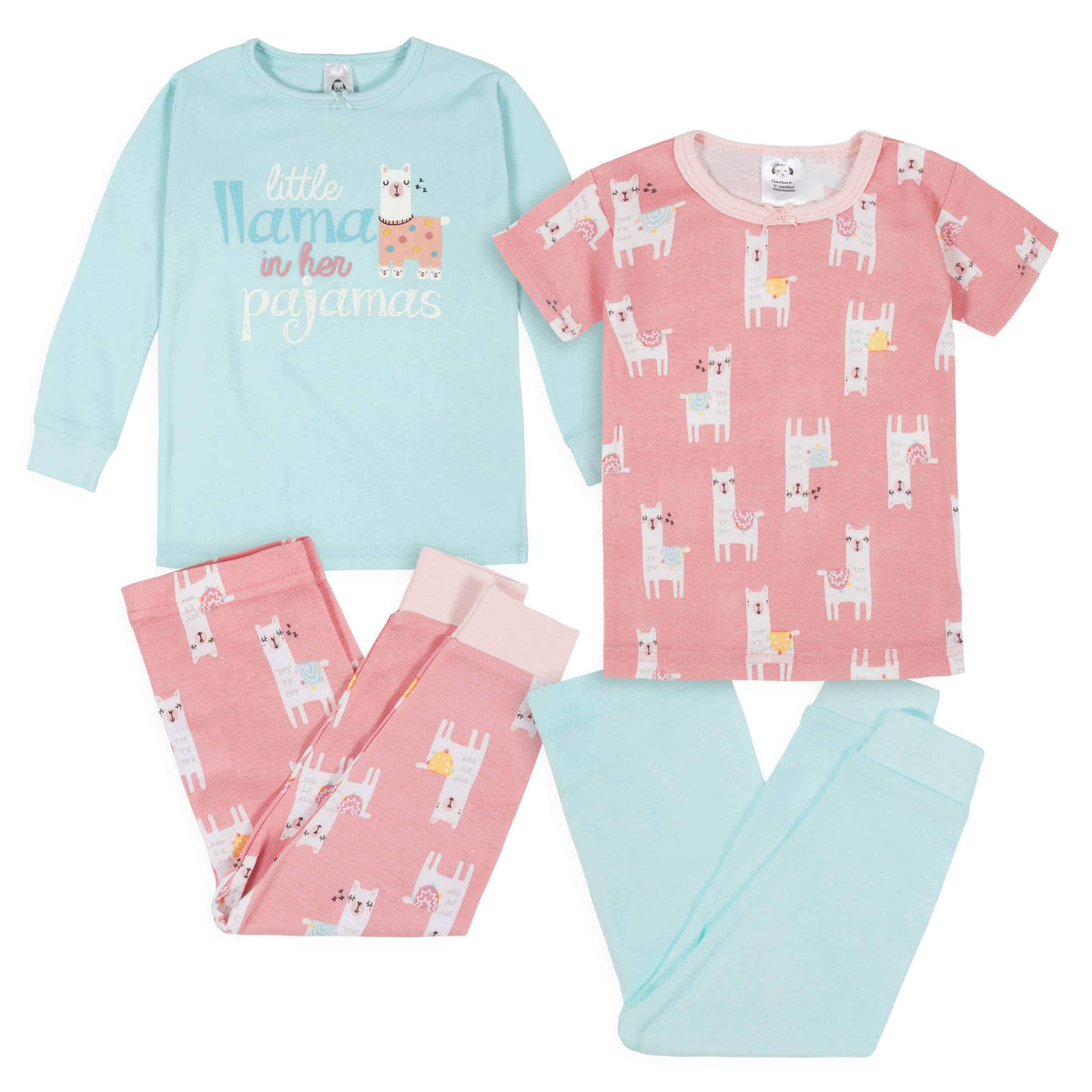 4-Piece Baby & Toddler Girls Llama Snug Fit Cotton Pajamas-Gerber Childrenswear