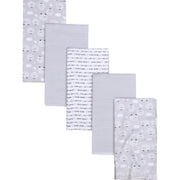 5-Pack Baby Neutral Sheep Flannel Receiving Blankets-Gerber Childrenswear