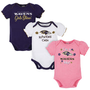 Baltimore Ravens Baby Girls Short Sleeve Bodysuits-Gerber Childrenswear