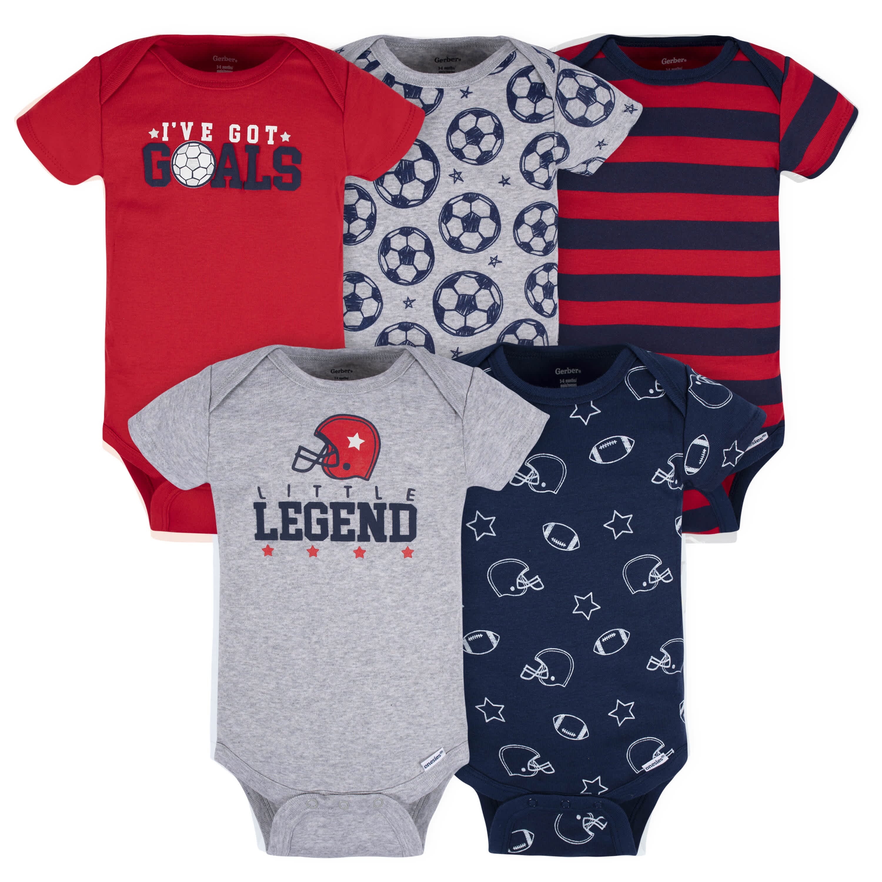 5-Pack Baby Boys Sports Onesies® Bodysuits