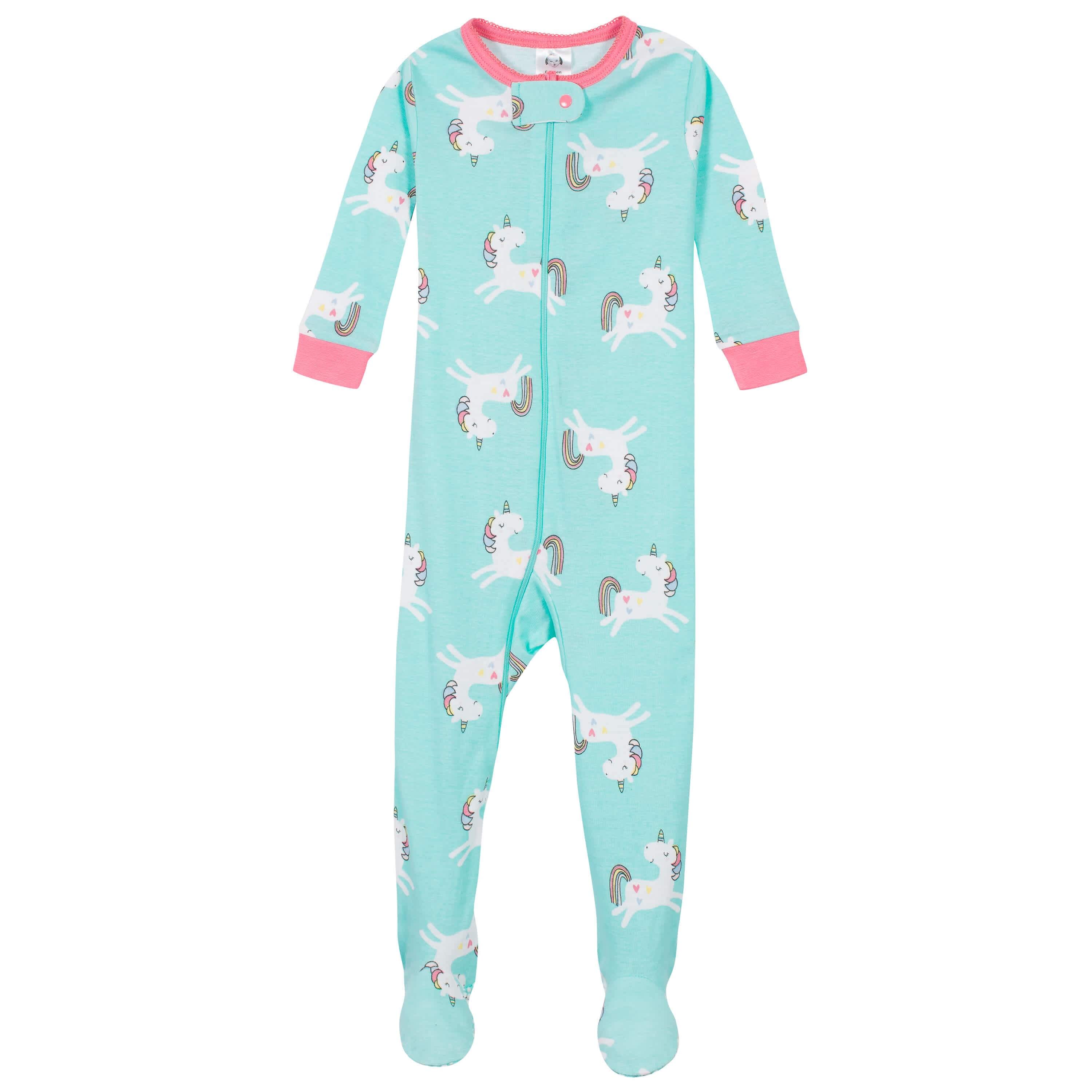 2-Pack Baby & Toddler Girls Unicorns Snug Fit Footed Cotton Pajamas-Gerber Childrenswear