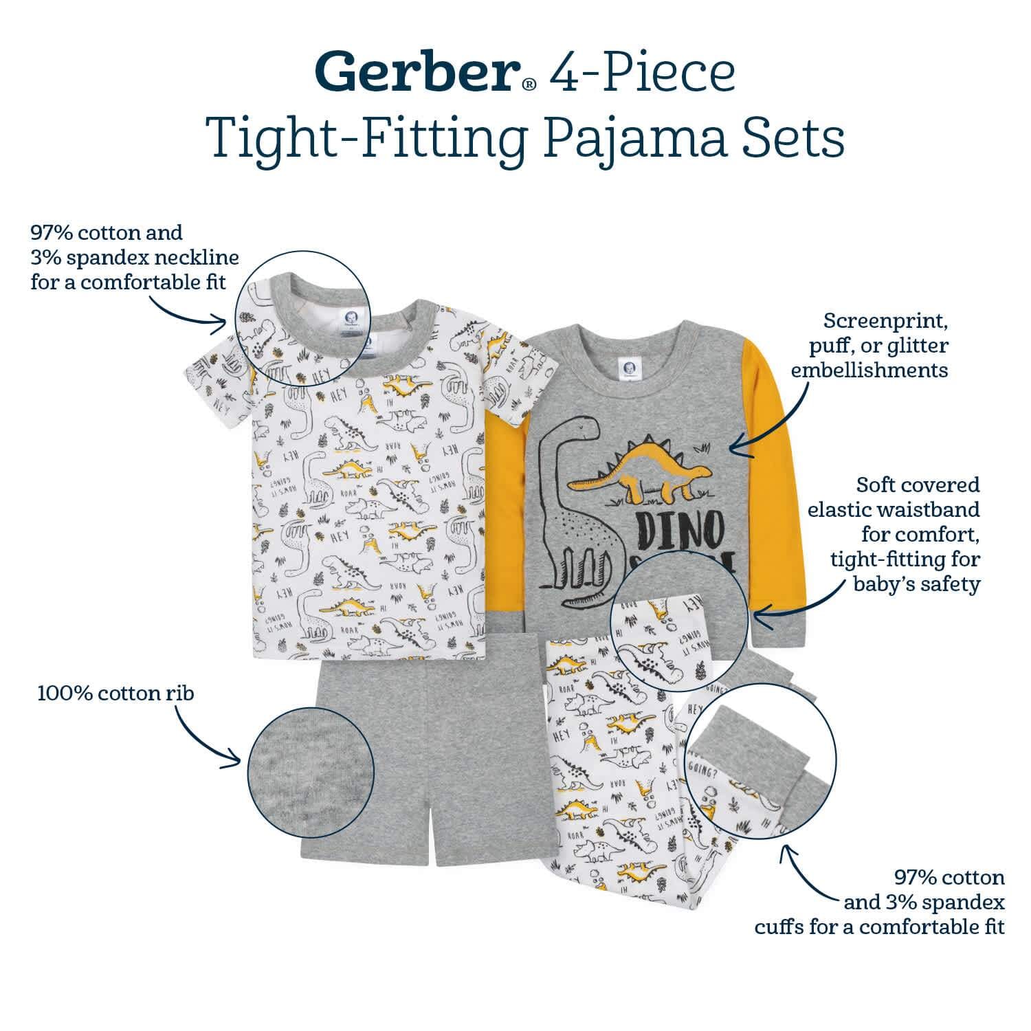 4-Piece Baby & Toddler Girls Love Snug Fit Cotton Pajamas-Gerber Childrenswear