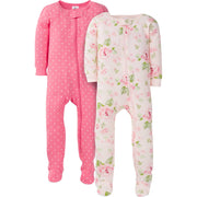 2-Pack Baby & Toddler Girls Rose Snug Fit Footed Cotton Pajamas-Gerber Childrenswear