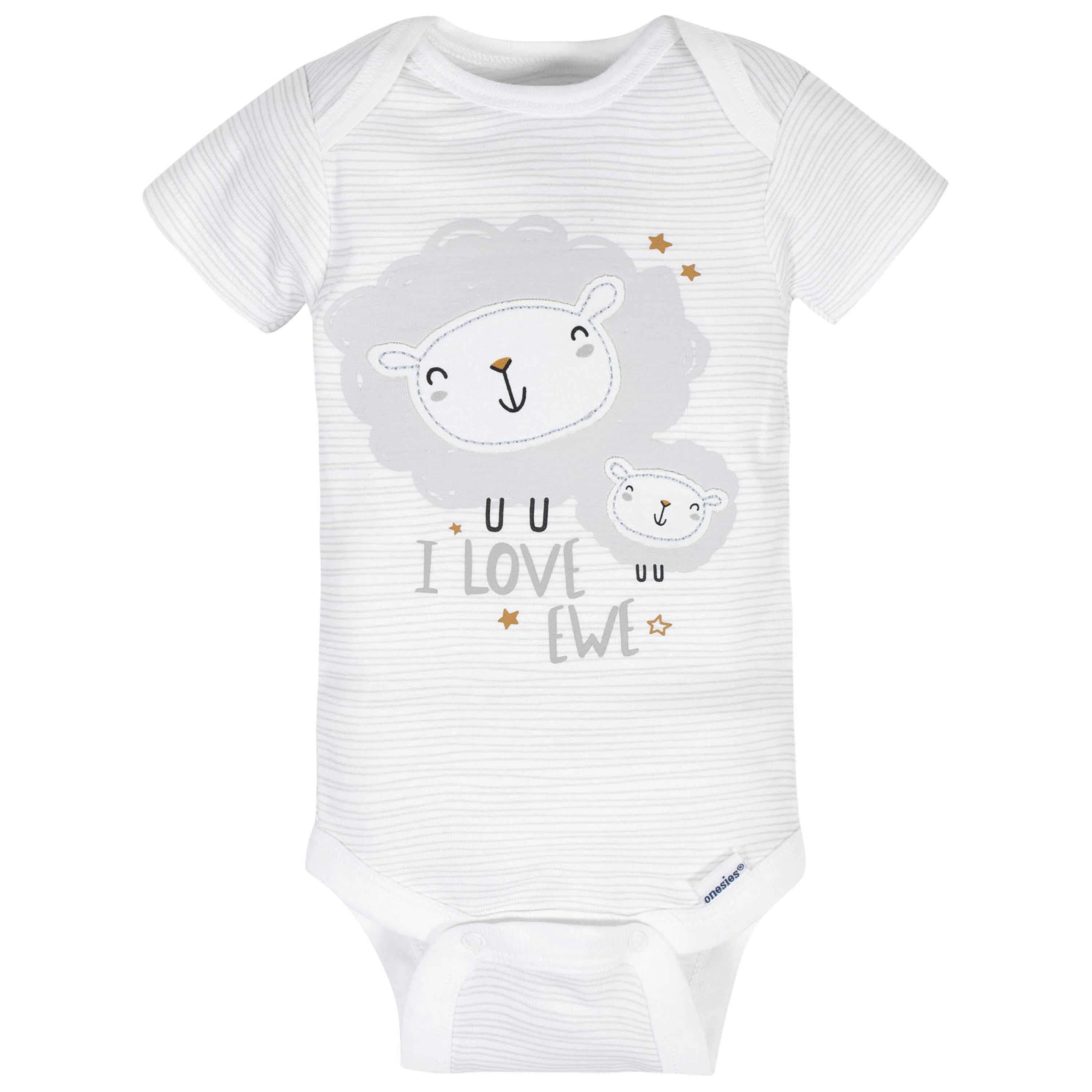 4-Pack Baby Neutral Sheep Short Sleeve Onesies® Bodysuits-Gerber Childrenswear