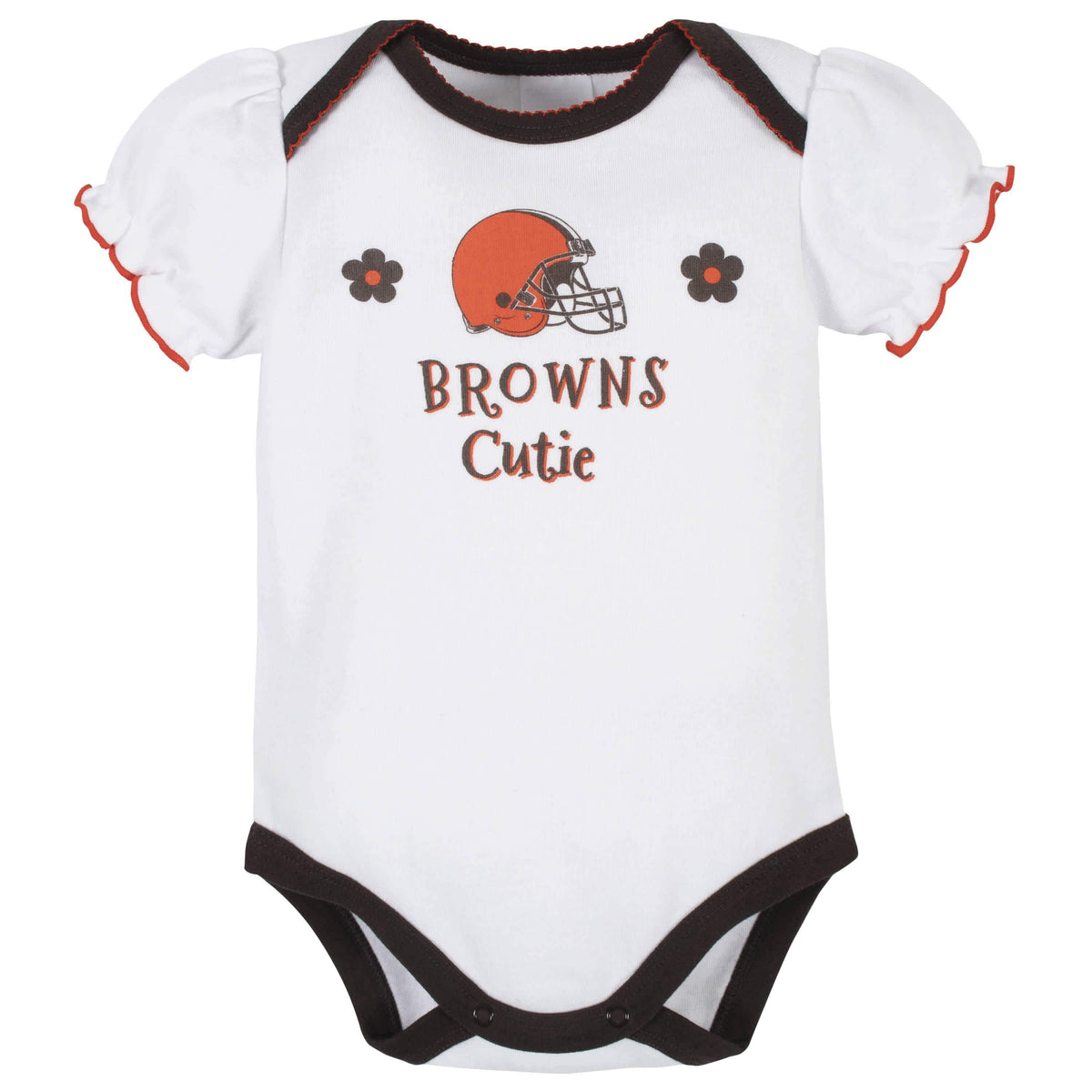 Cleveland Browns Baby Girls Short Sleeve Bodysuits-Gerber Childrenswear