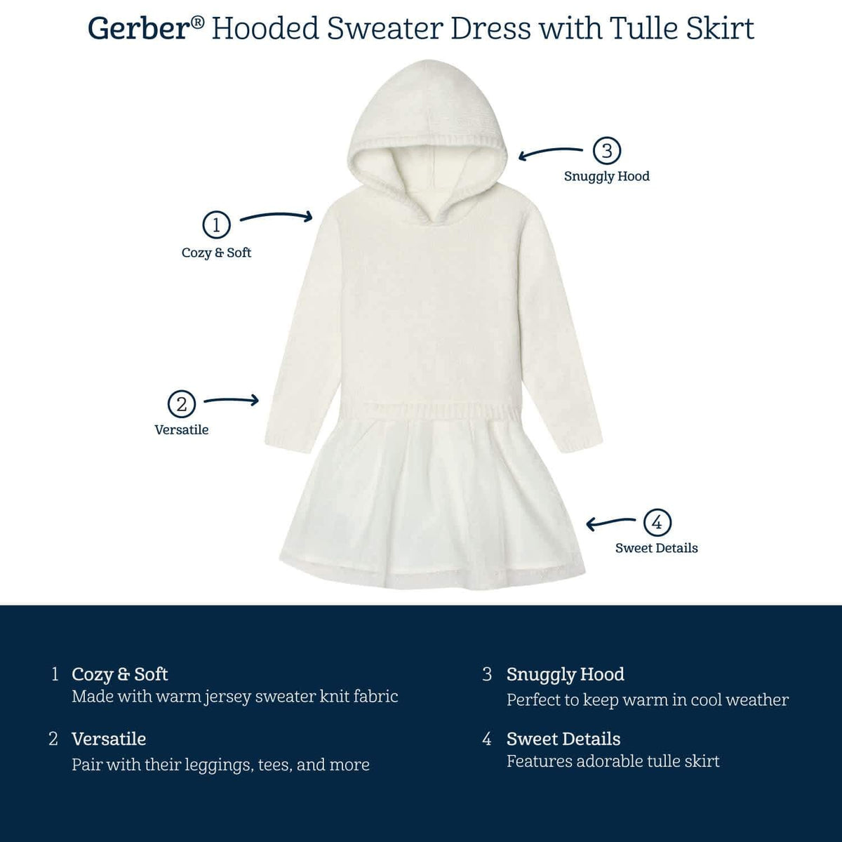Infant & Toddler Girls Green Sweater Dress With Tulle Skirt-Gerber Childrenswear