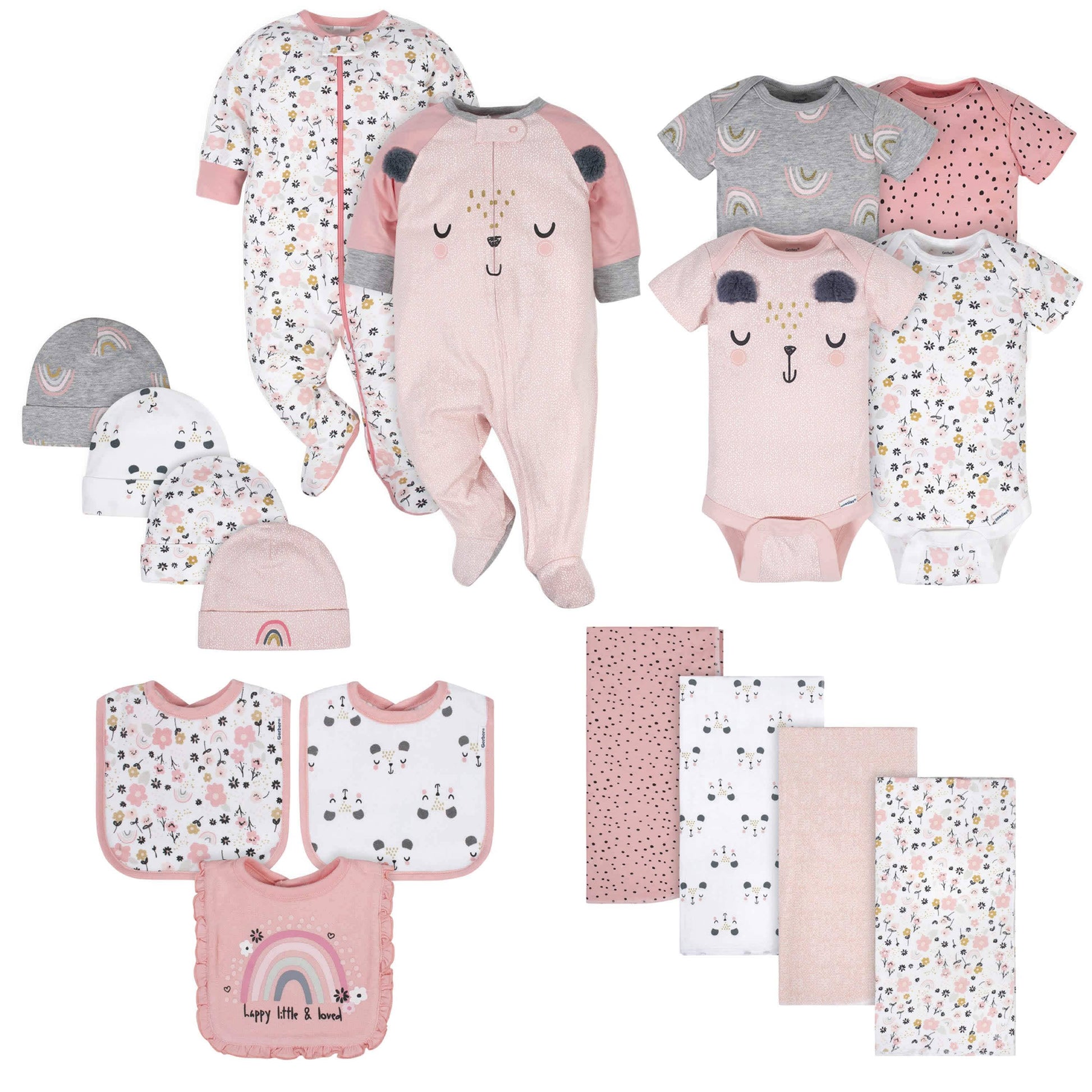 17-Piece Baby Girls Bear Apparel & Blankets Bundle-Gerber Childrenswear