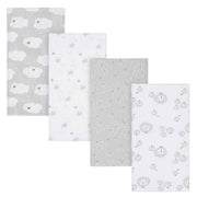4-Pack Baby Neutral Sheep Flannel Burp Cloths-Gerber Childrenswear