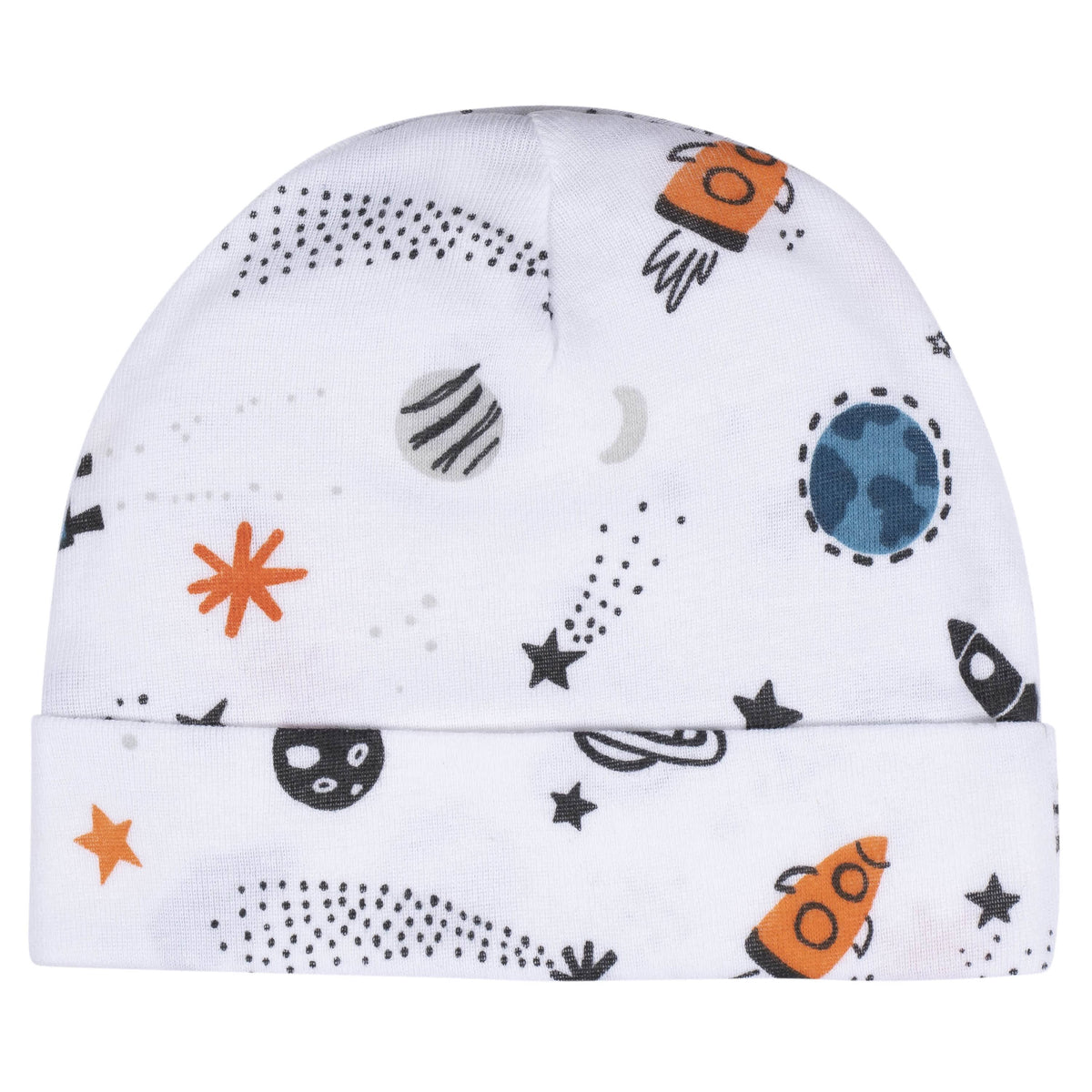 8-Piece Baby Boys Space No Scratch Mittens & Caps Set