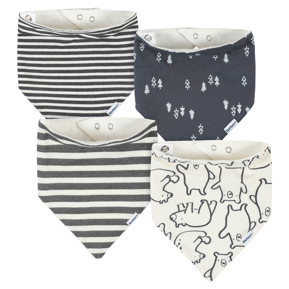4-Pack Baby Boys Bear Bandana Bibs-Gerber Childrenswear