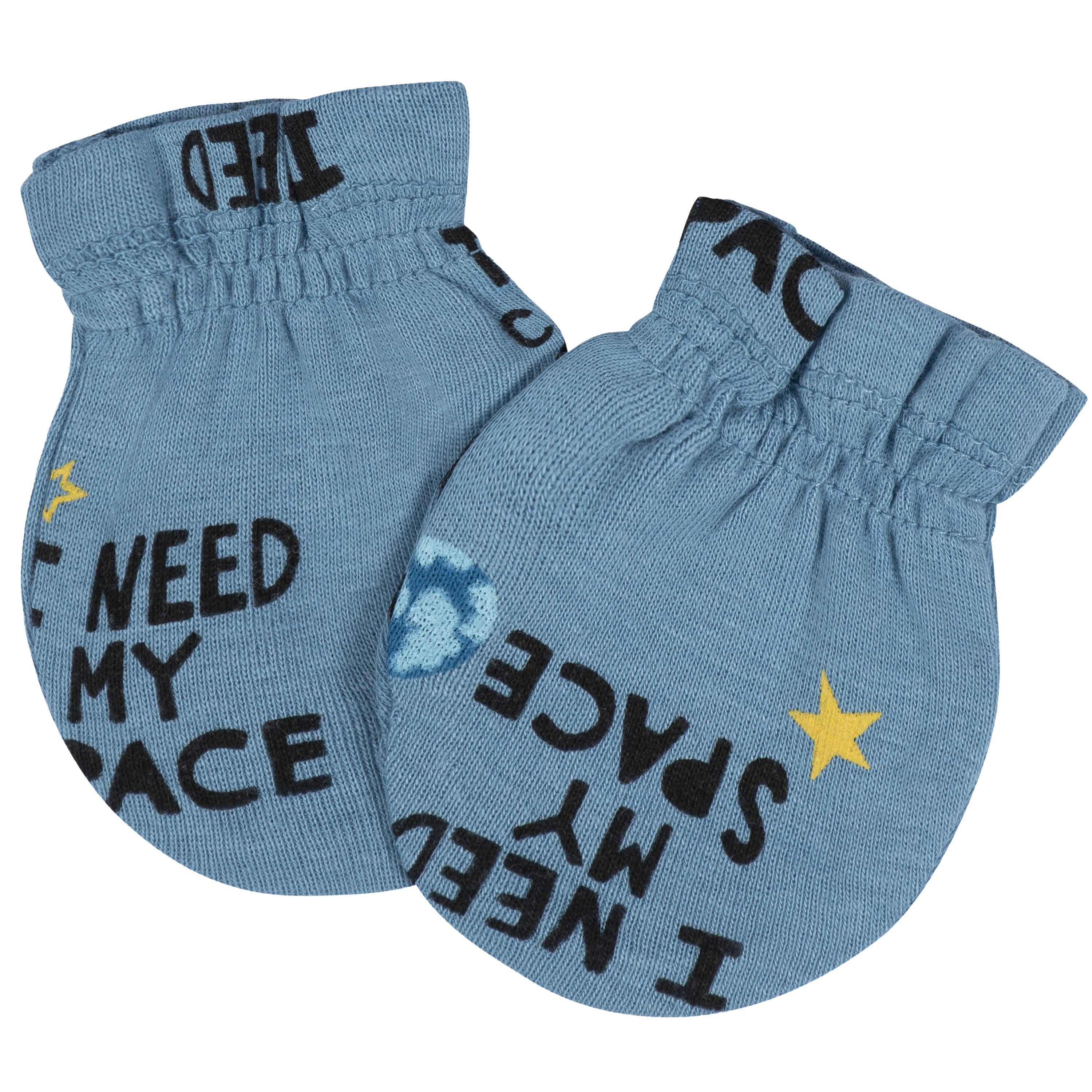 8-Piece Baby Boys Space No Scratch Mittens & Caps Set