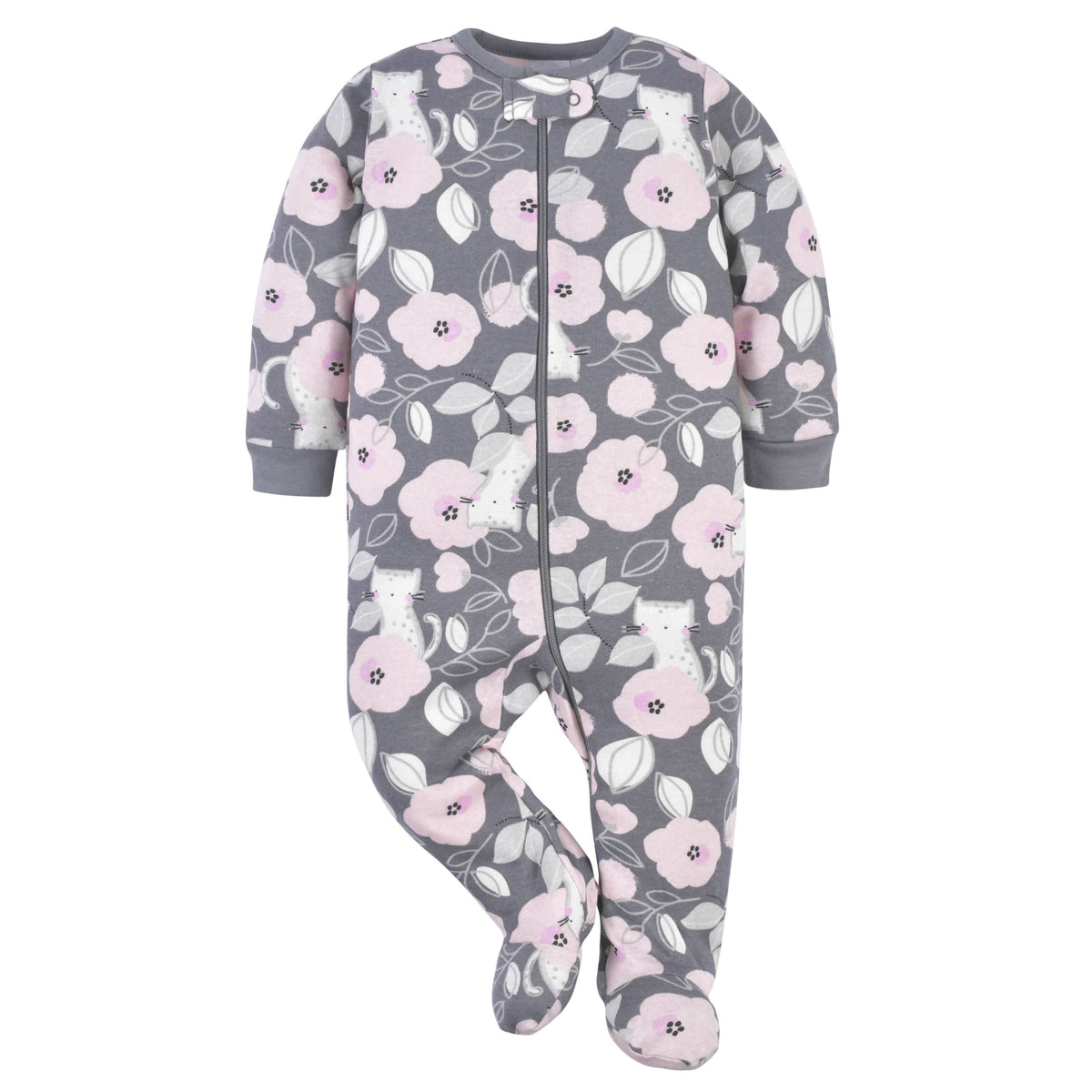 2-Pack Baby Girls Comfy Stretch Floral Leopard Sleep 'n Plays-Gerber Childrenswear