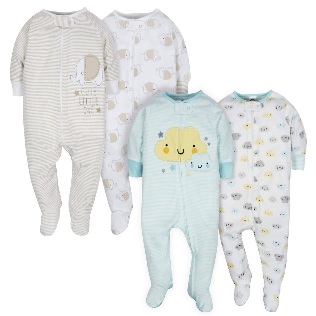 4-Pack Clouds & Elephant Baby Neutral Sleep 'n Plays-Gerber Childrenswear