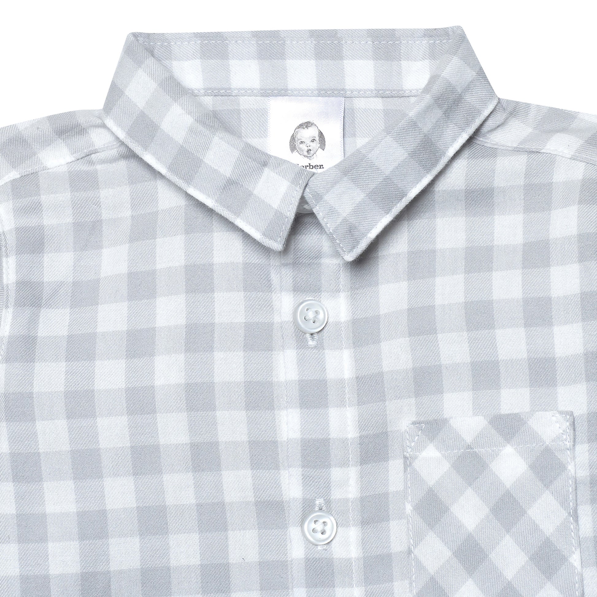 Infant & Toddler Boys Gray Plaid Woven Plaid Shirt-Gerber Childrenswear
