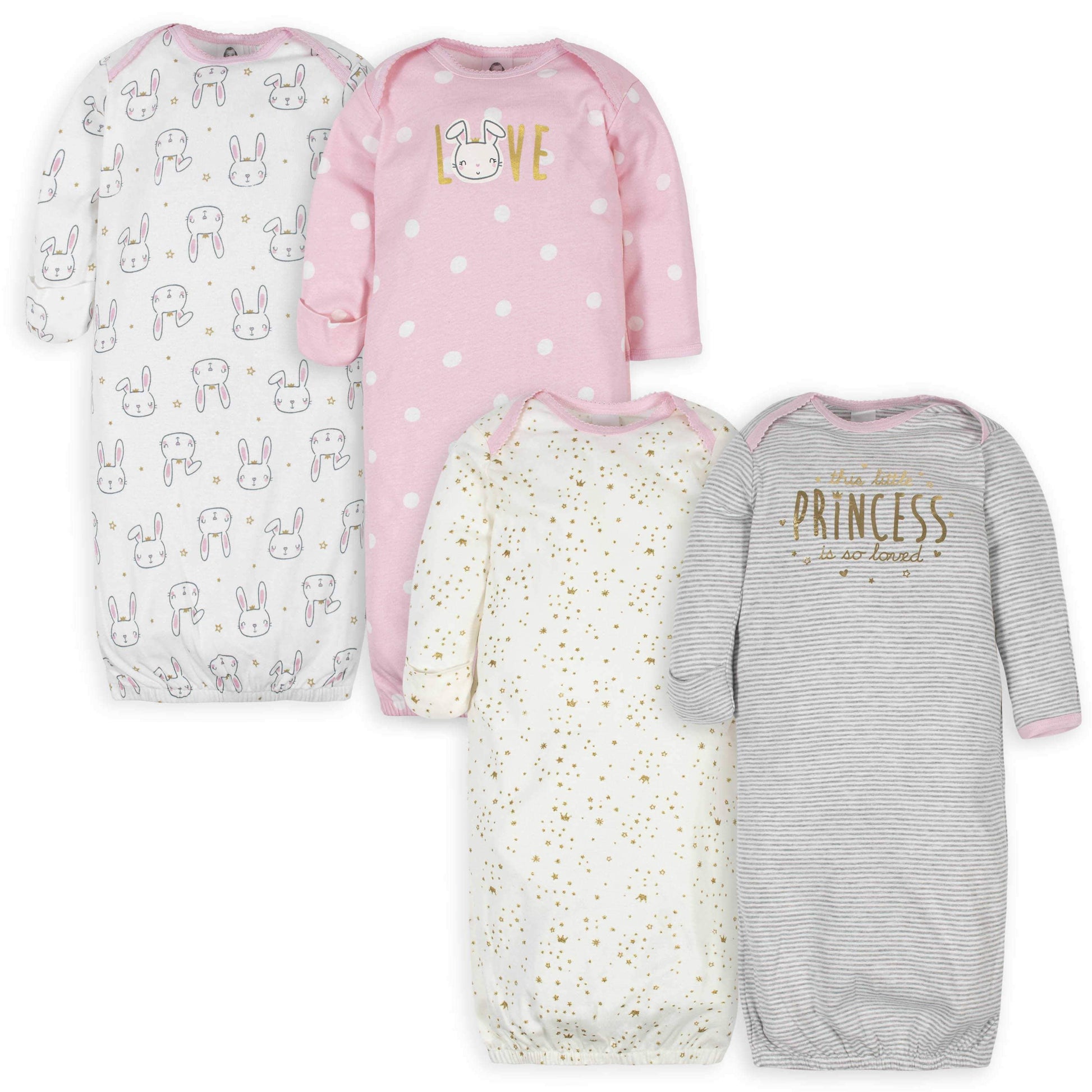 Gerber® 4-Pack Baby Girls Princess Gowns-Gerber Childrenswear
