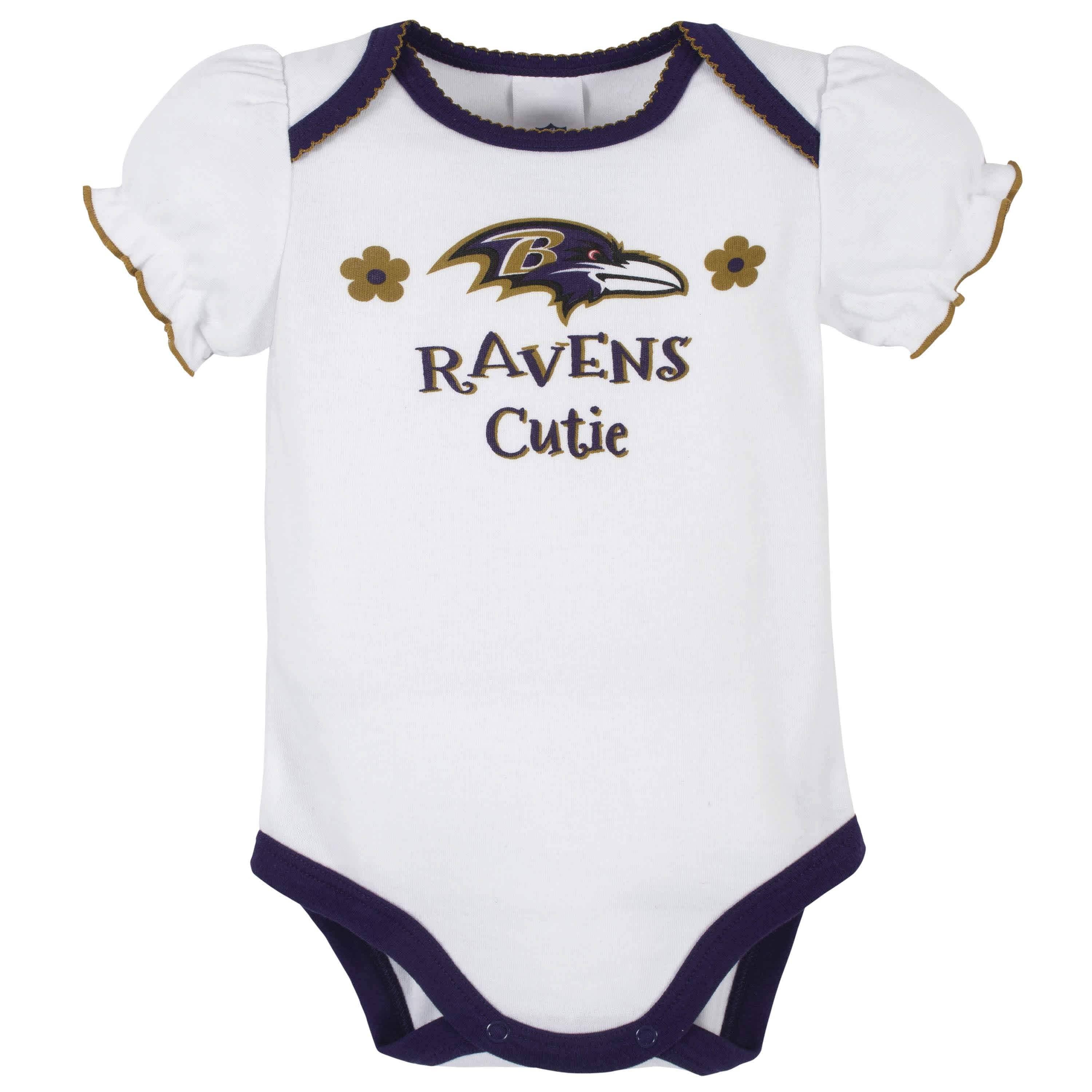 Baltimore Ravens Baby Girls Short Sleeve Bodysuits-Gerber Childrenswear