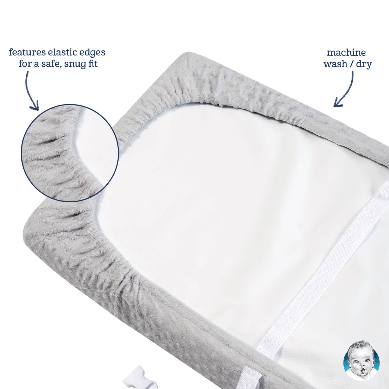 Baby Boys Dotted Gray Changing Pad Cover-Gerber Childrenswear
