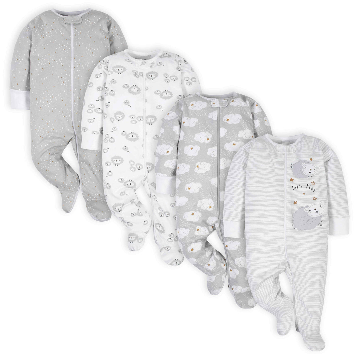 18-Piece Baby Neutral Sheep and Clouds Sleep 'N Play, Onesies® Bodysuit, and Burpcloth Set-Gerber Childrenswear