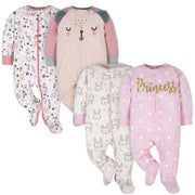 Gerber® 4-Pack Baby Girls Princess & Bear Sleep 'N Play Bundle-Gerber Childrenswear