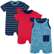 3-Pack Baby Boys Construction Zone Rompers